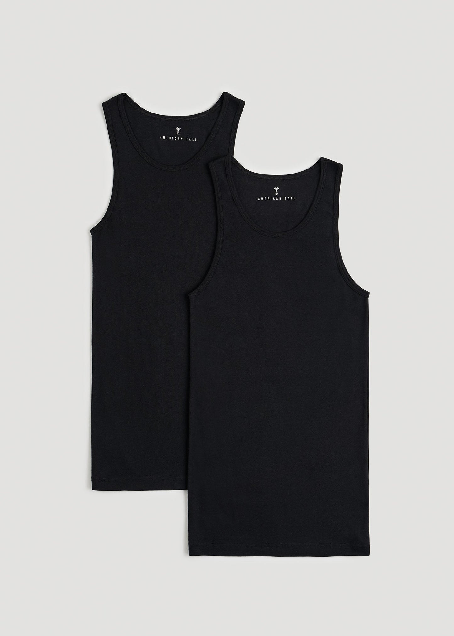 American Tall Men Ribbed Undershirt Tank Top for Tall Men in Black
