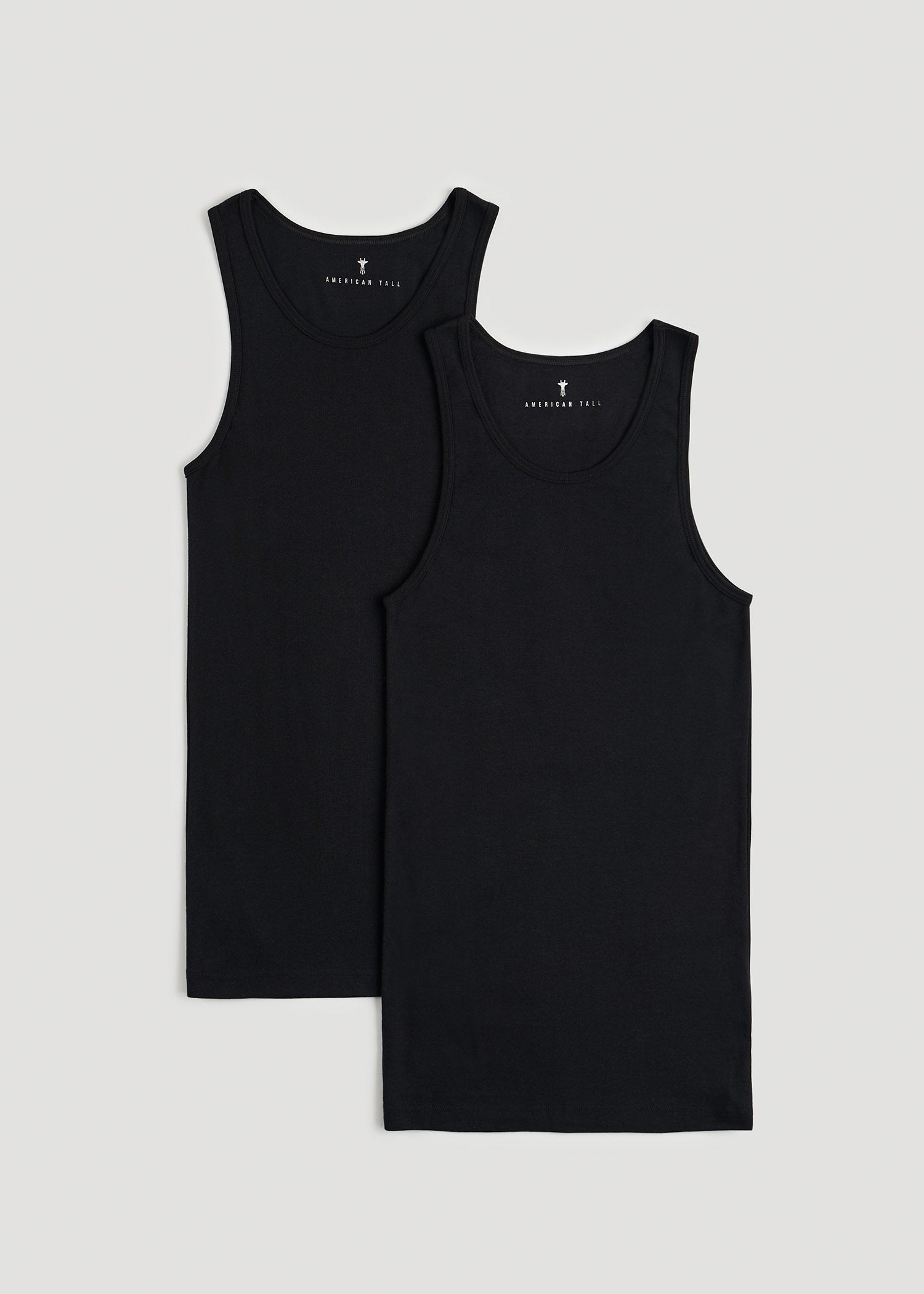 American Tall Men Ribbed Undershirt Tank Top for Tall Men in Black