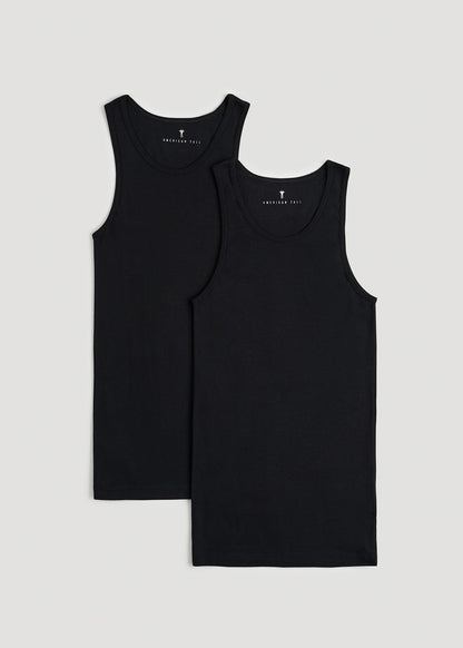 American Tall Men Ribbed Undershirt Tank Top for Tall Men in Black