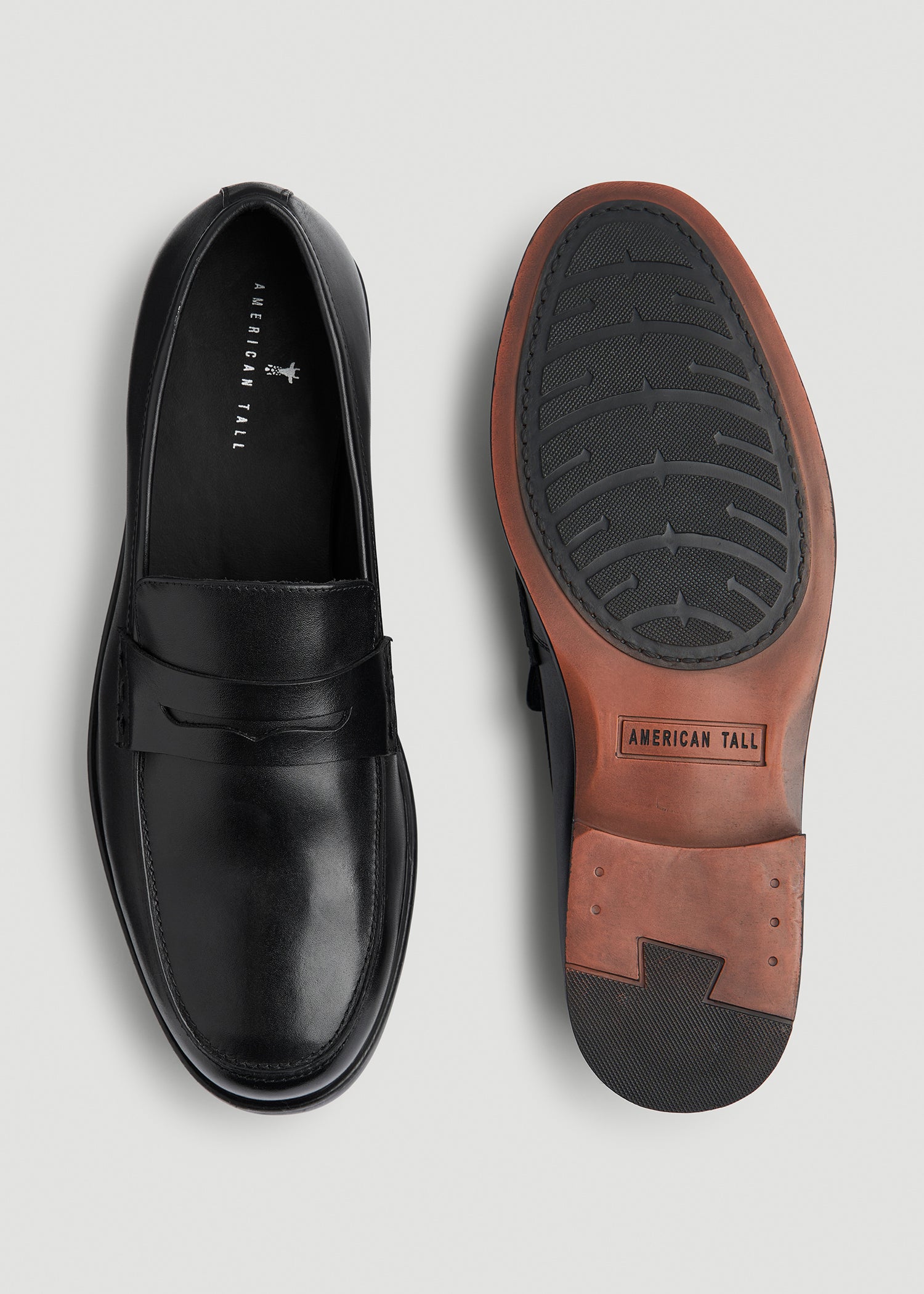 American Tall Men Penny Loafers for Tall Men in Black