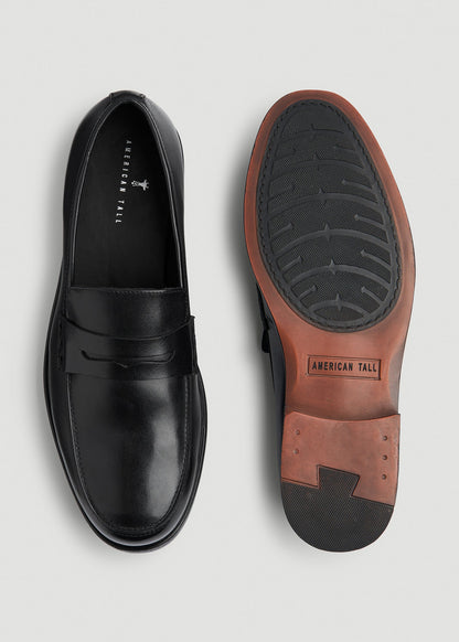 American Tall Men Penny Loafers for Tall Men in Black