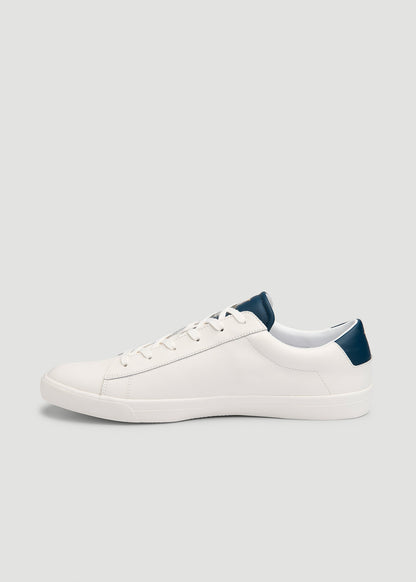 American Tall Men Tennis Sneaker for Tall Men in White and Navy