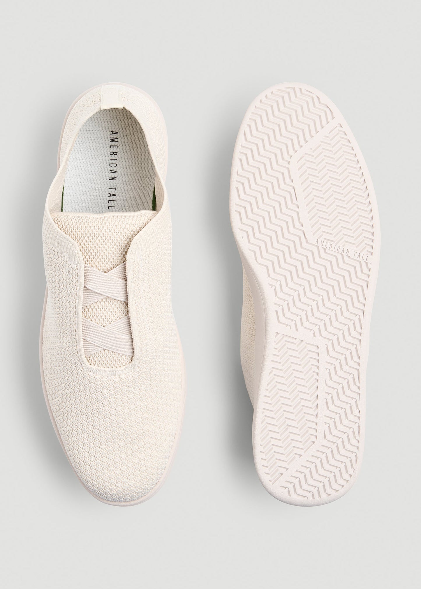 American Tall Men Lightweight Knit Sneakers for Tall Men in White Sand