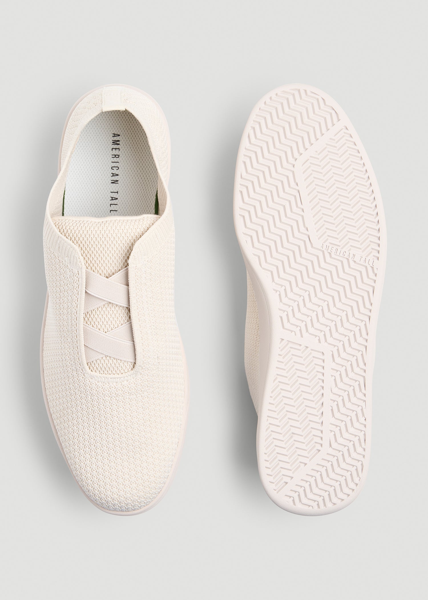 American Tall Men Lightweight Knit Sneakers for Tall Men in White Sand