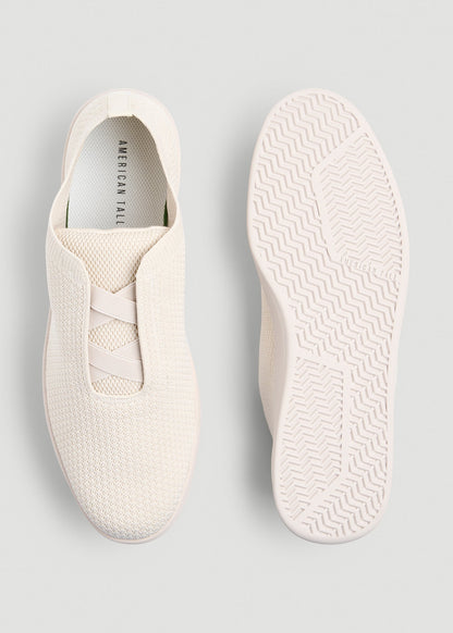 American Tall Men Lightweight Knit Sneakers for Tall Men in White Sand