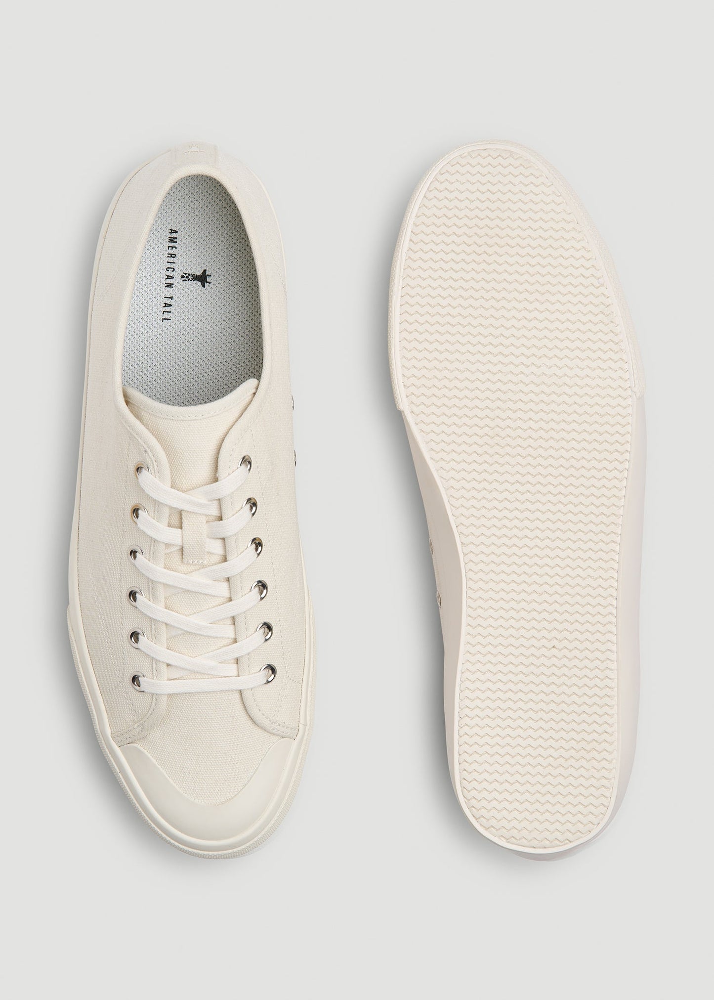 American Tall Men Vulcanized Sneaker for Tall Men in Ecru