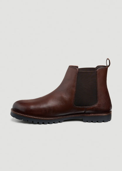 American Tall Men Lug Sole Chelsea Boots for Tall Men in Dark Brown