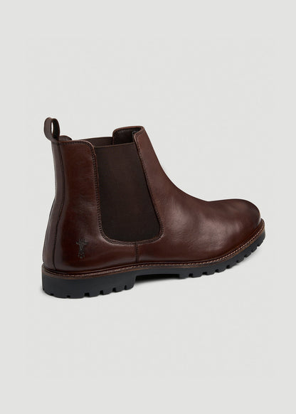 American Tall Men Lug Sole Chelsea Boots for Tall Men in Dark Brown