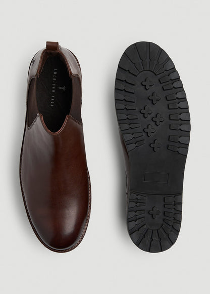 American Tall Men Lug Sole Chelsea Boots for Tall Men in Dark Brown