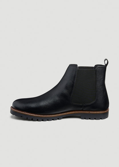 American Tall Men Lug Sole Chelsea Boots for Tall Men in Black