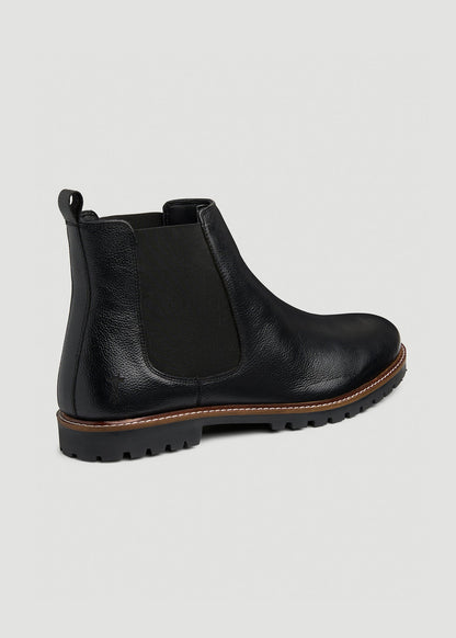 American Tall Men Lug Sole Chelsea Boots for Tall Men in Black