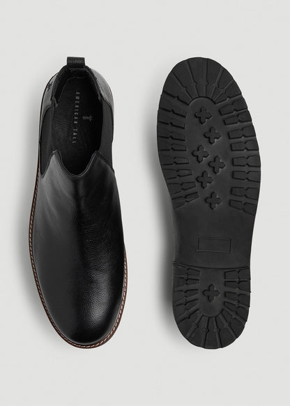 American Tall Men Lug Sole Chelsea Boots for Tall Men in Black
