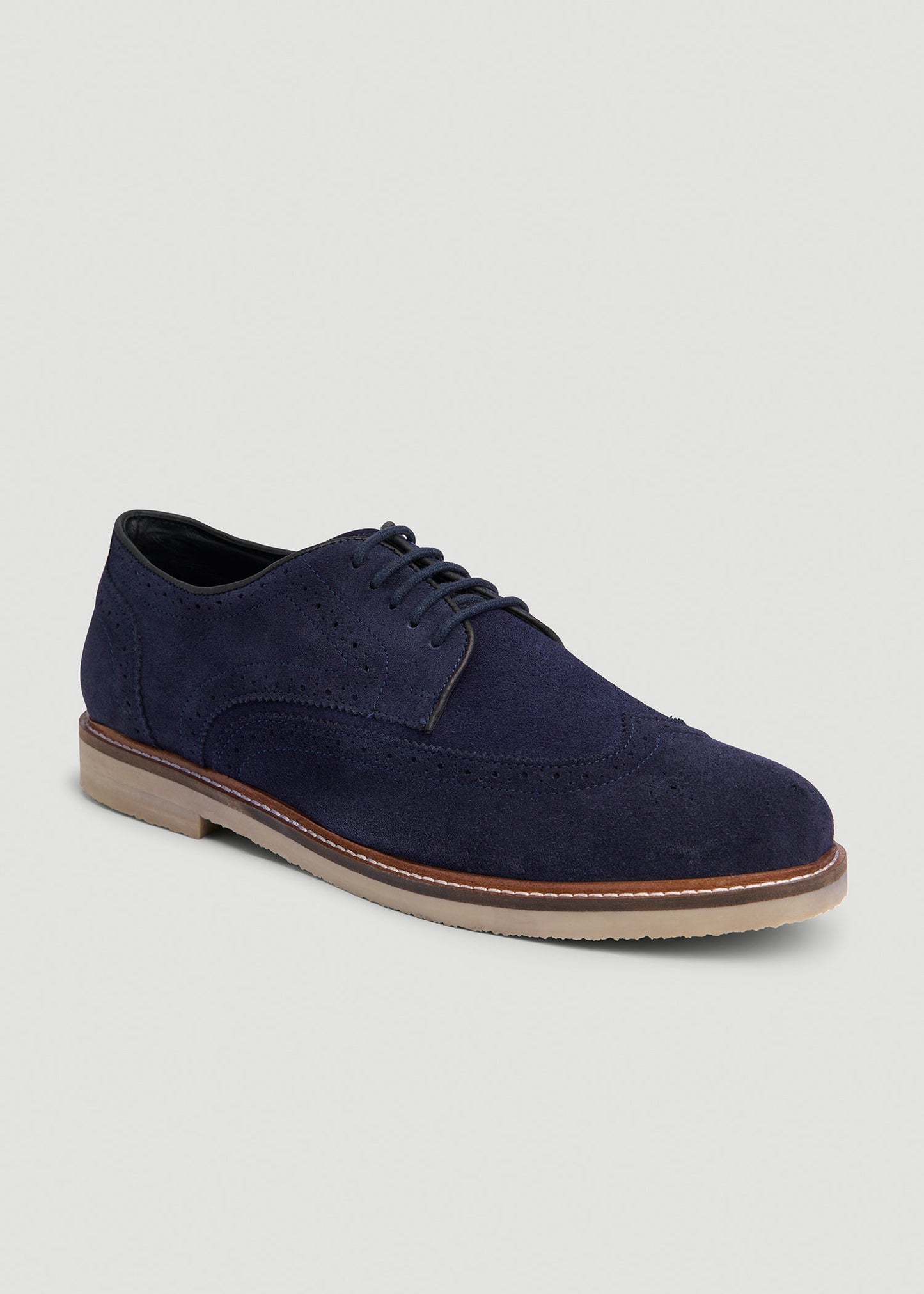 American Tall Men Suede Wingtip Oxfords for Tall Men in Dark Navy