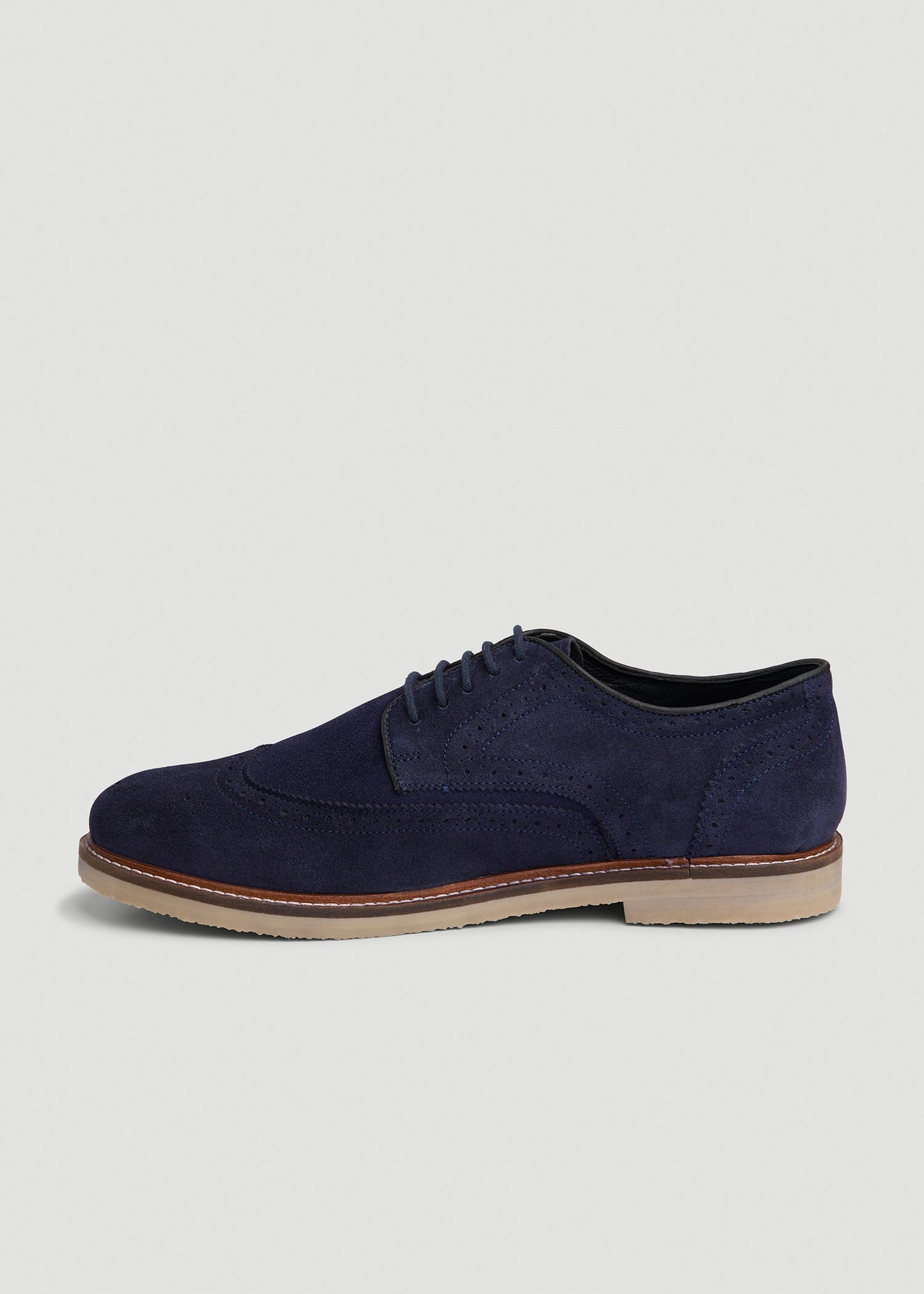 American Tall Men Suede Wingtip Oxfords for Tall Men in Dark Navy