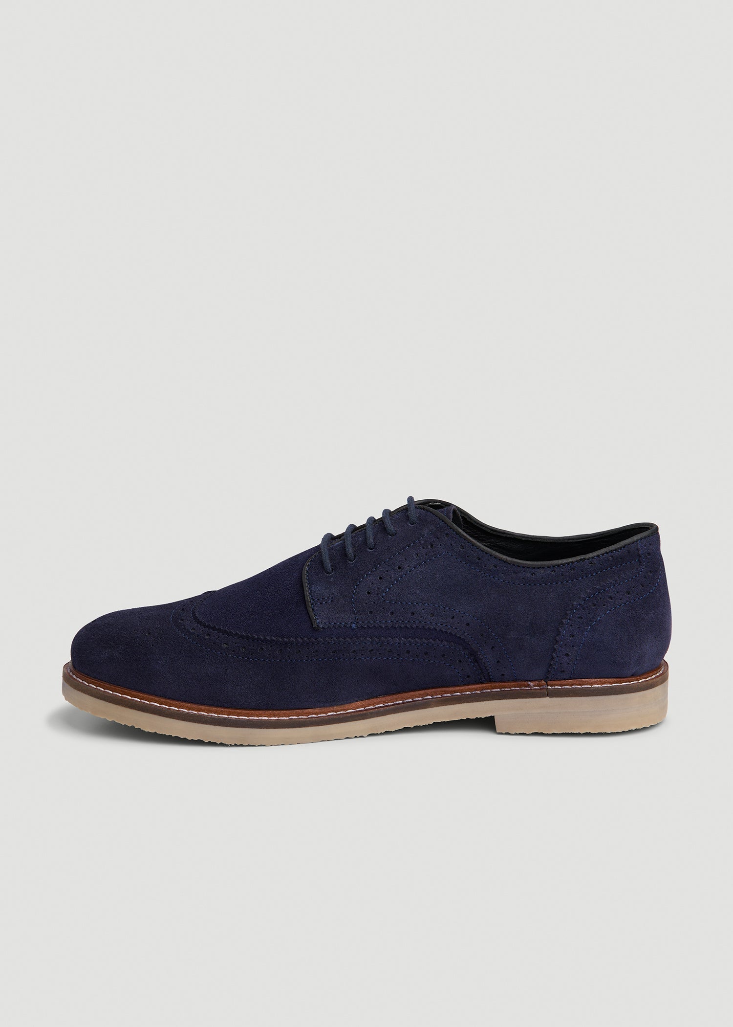American Tall Men Suede Wingtip Oxfords for Tall Men in Dark Navy