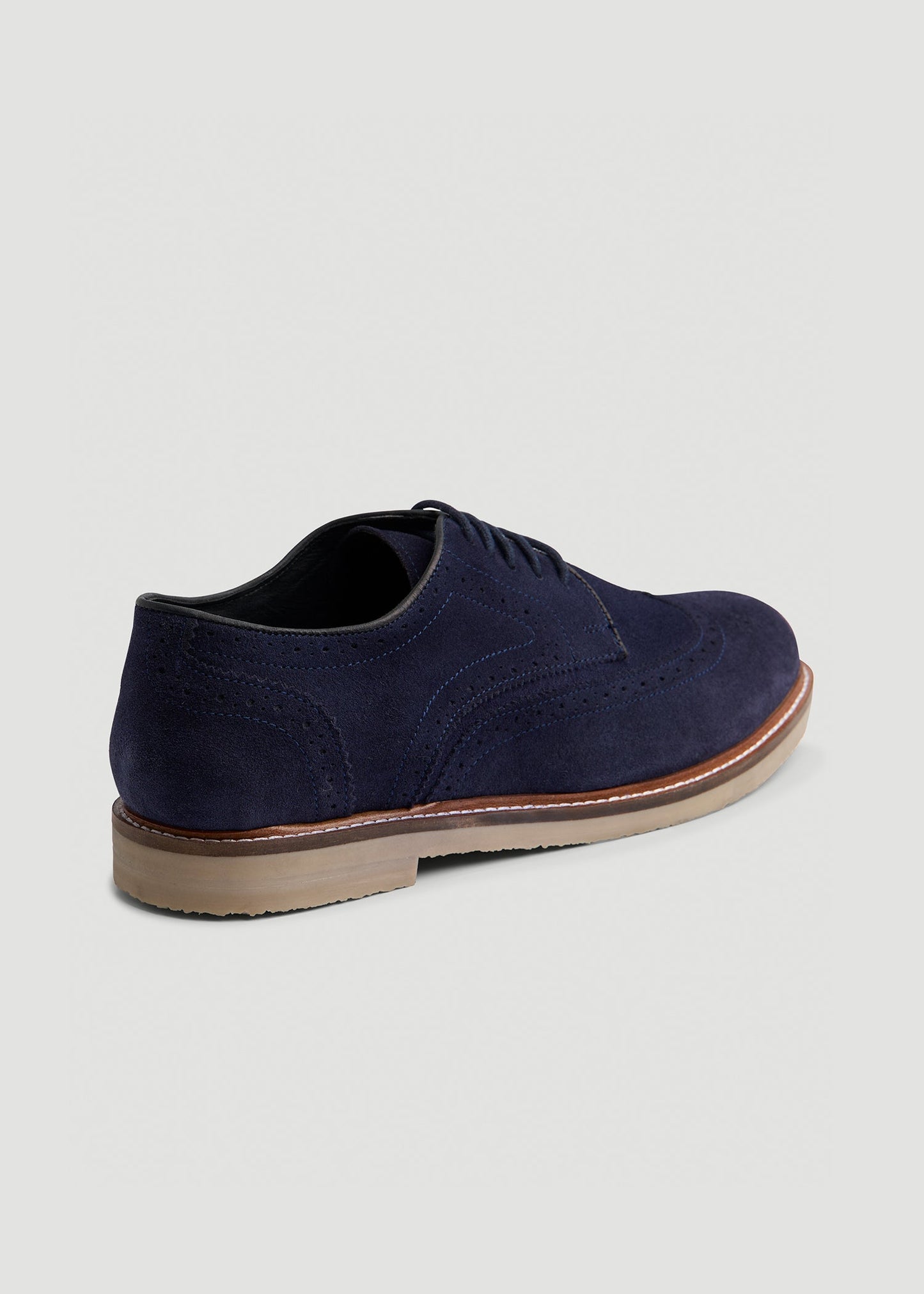 American Tall Men Suede Wingtip Oxfords for Tall Men in Dark Navy