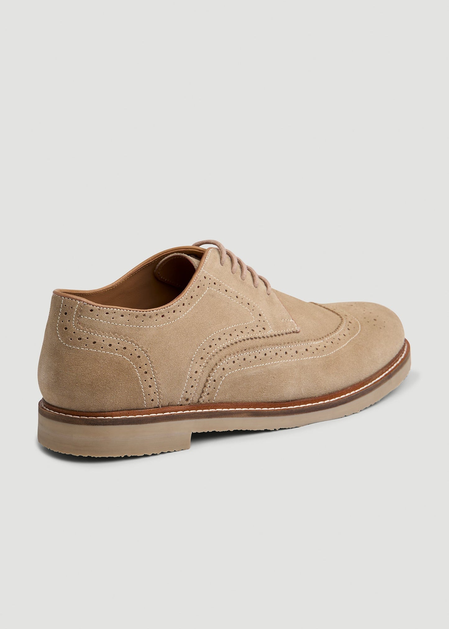 American Tall Men Suede Wingtip Oxfords for Tall Men in Beige