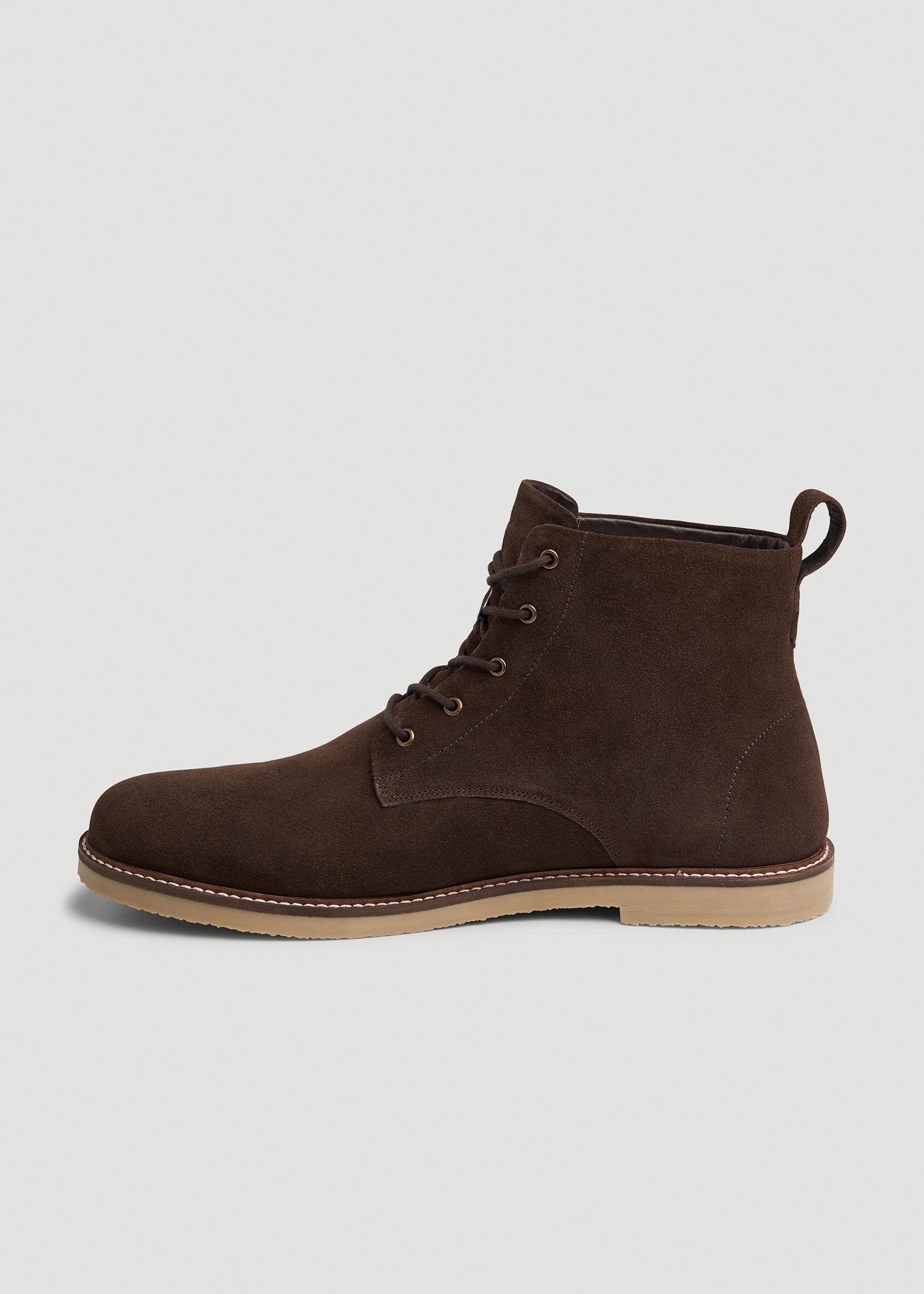 American Tall Men Suede Crepe Sole Boots for Tall Men in Dark Brown