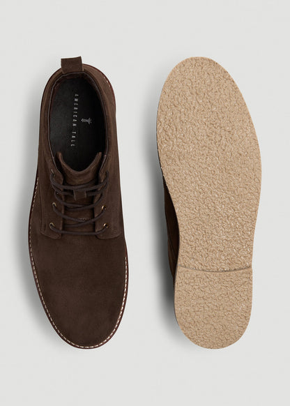 American Tall Men Suede Crepe Sole Boots for Tall Men in Dark Brown