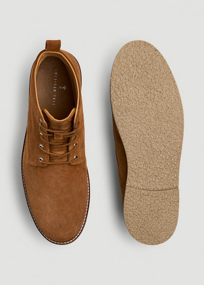American Tall Men Suede Crepe Sole Boots for Tall Men in Tan