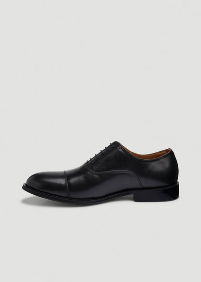 American Tall Men Leather Cap Toe Oxford for Tall Men in Black