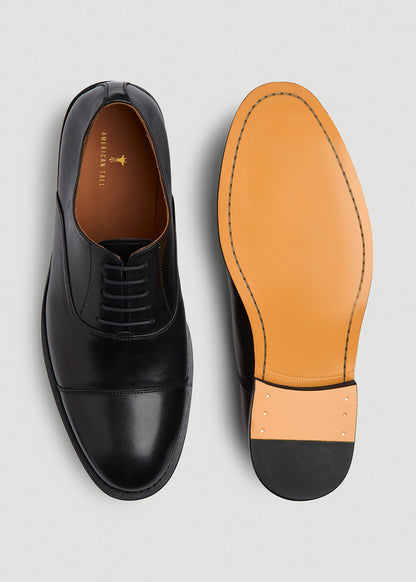 American Tall Men Leather Cap Toe Oxford for Tall Men in Black