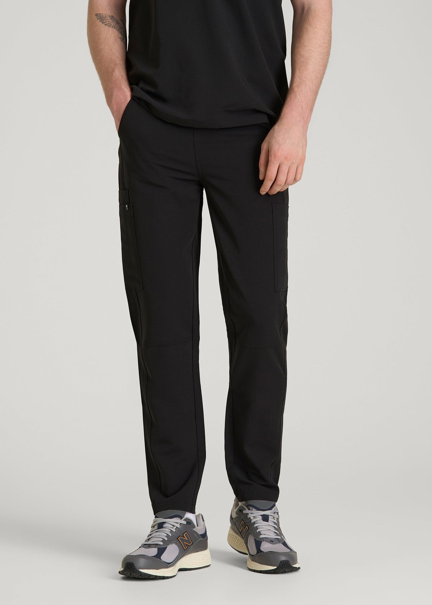 American Tall Men Cargo Scrub Pants for Tall Men in Black