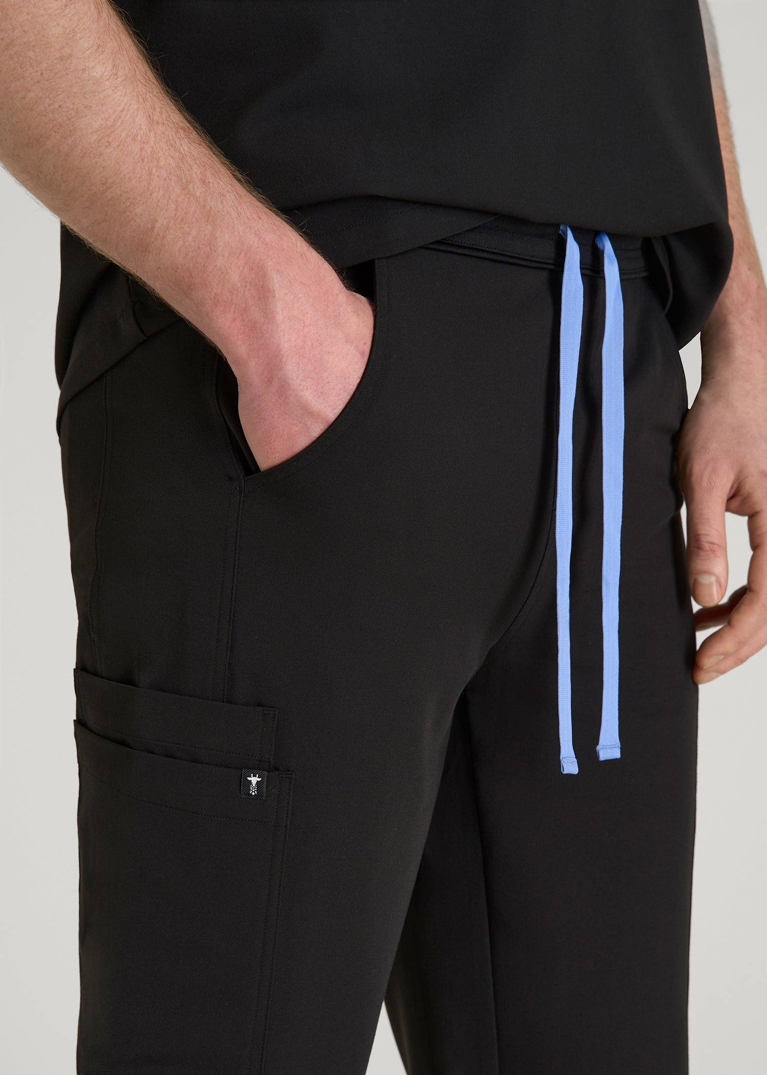 American Tall Men Cargo Scrub Pants for Tall Men in Black