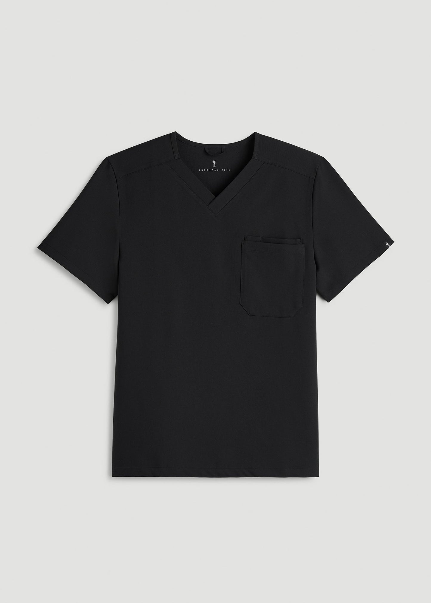 American Tall Men Short-Sleeve V-Neck Scrub Top for Tall Men in Black