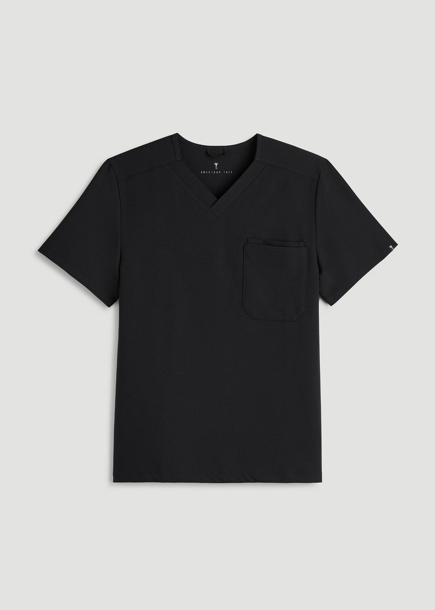 American Tall Men Short-Sleeve V-Neck Scrub Top for Tall Men in Black