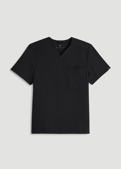 American Tall Men Short-Sleeve V-Neck Scrub Top for Tall Men in Black
