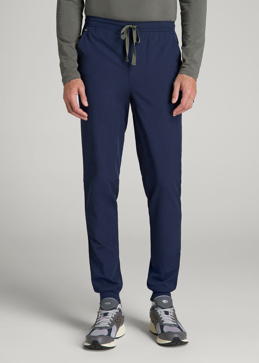 American Tall Men Scrub Joggers for Tall Men in Patriot Blue