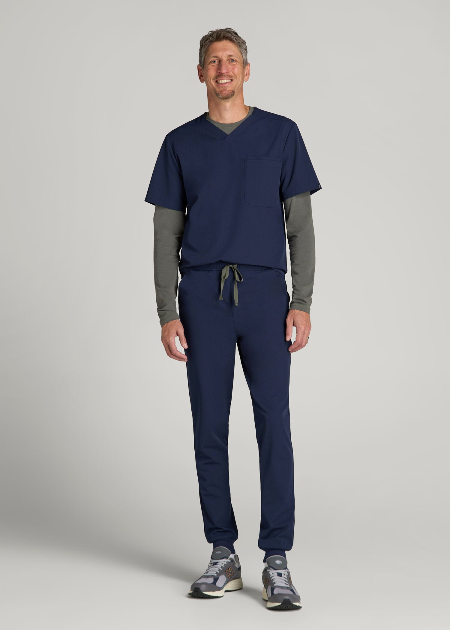 American Tall Men Scrub Joggers for Tall Men in Patriot Blue