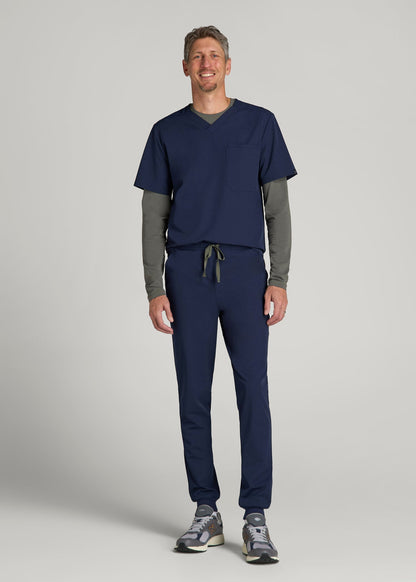 American Tall Men Scrub Joggers for Tall Men in Patriot Blue