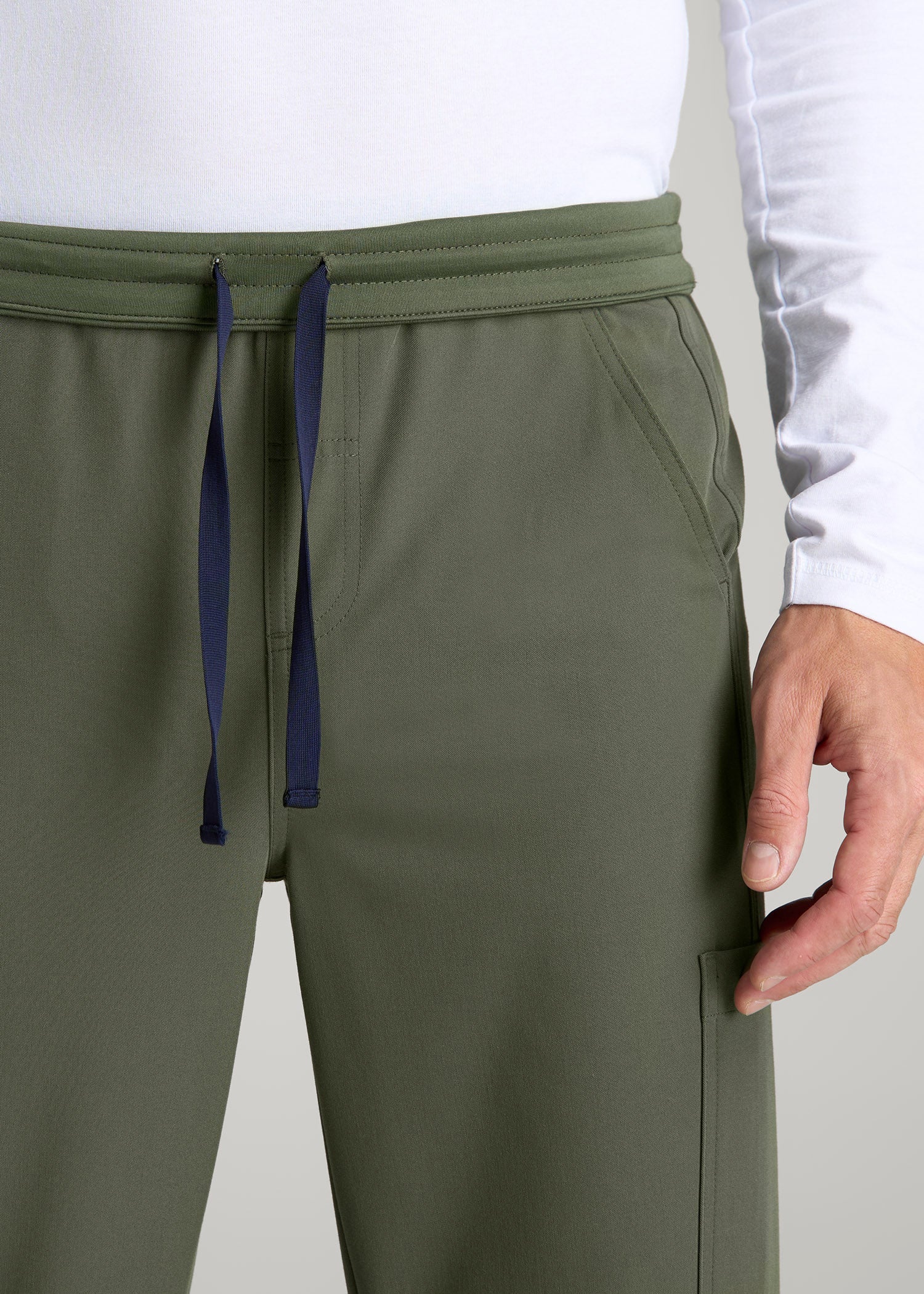 American Tall Men Cargo Scrub Pants for Tall Men in Clover Green
