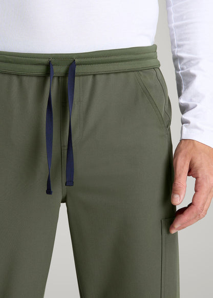 American Tall Men Cargo Scrub Pants for Tall Men in Clover Green
