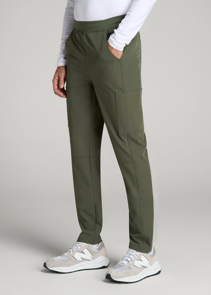 American Tall Men Cargo Scrub Pants for Tall Men in Clover Green