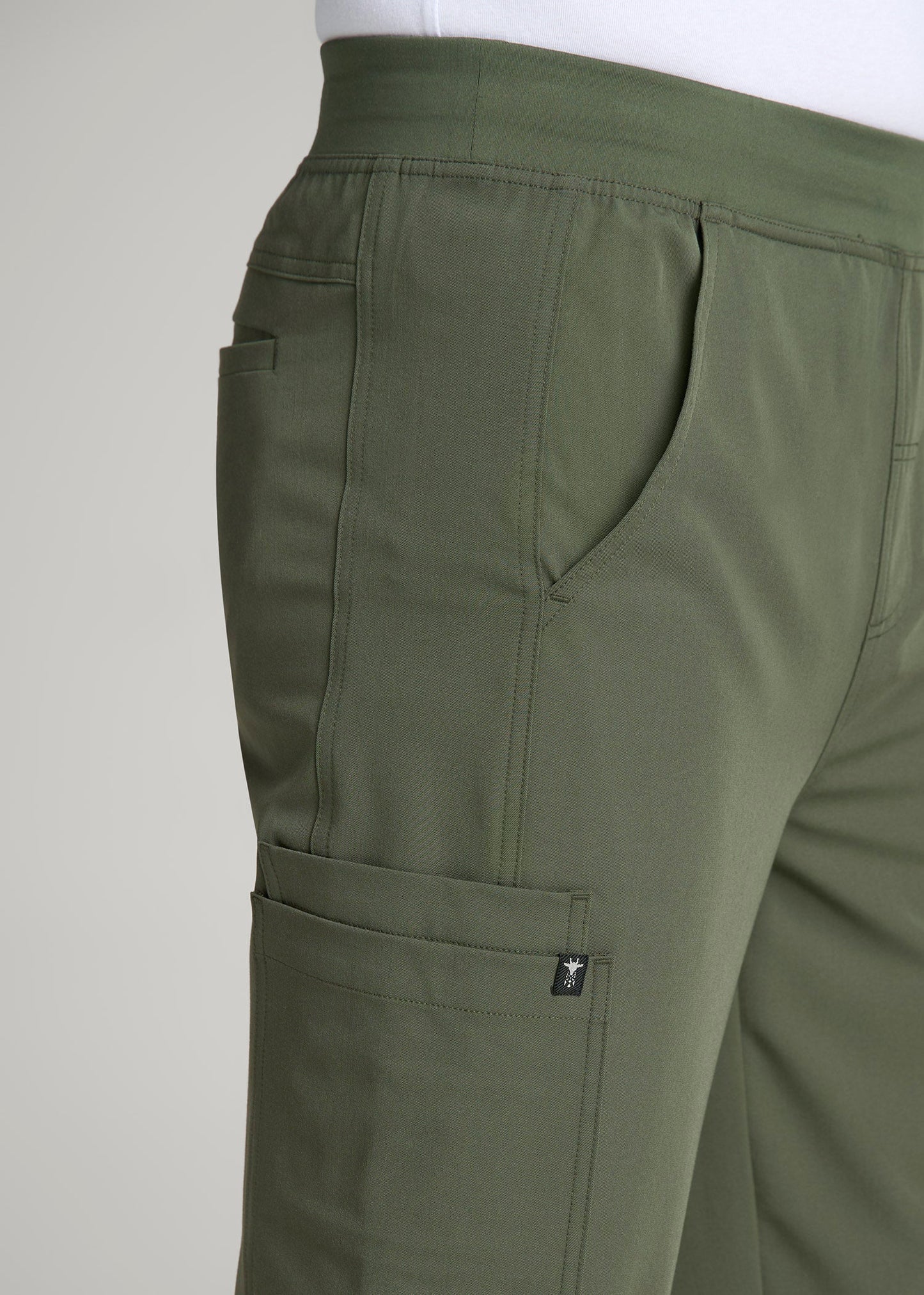 American Tall Men Cargo Scrub Pants for Tall Men in Clover Green