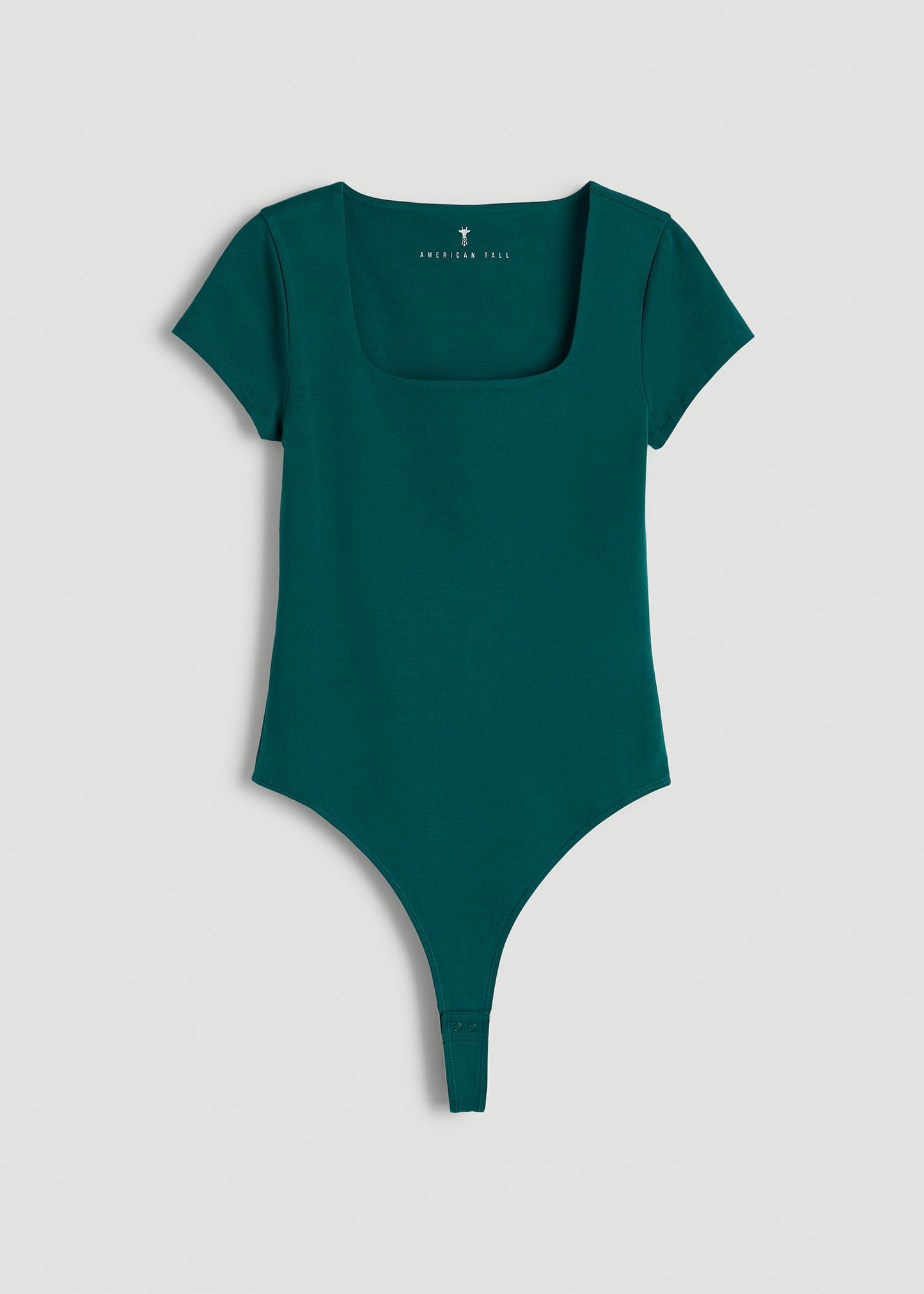 American Tall Women Cotton Blend Short Sleeve Square Neck Bodysuit for Tall Women in Deep Teal