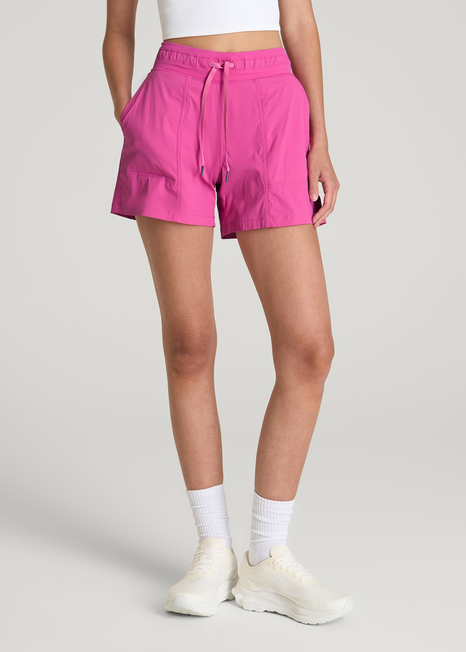 American Tall Women High Rise After Practice Short for Tall Women in Magenta