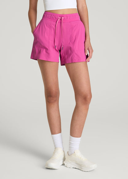 American Tall Women High Rise After Practice Short for Tall Women in Magenta