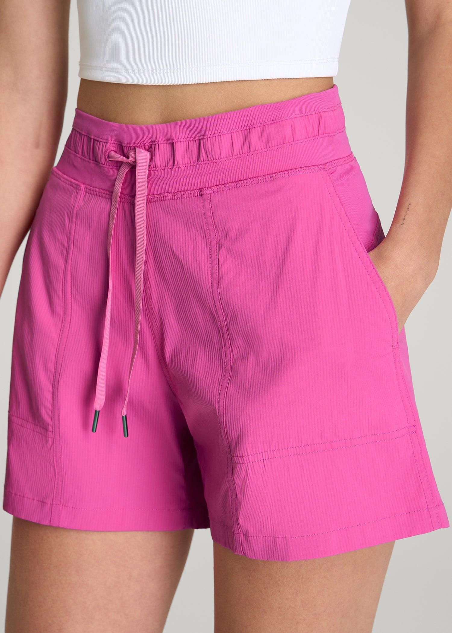 American Tall Women High Rise After Practice Short for Tall Women in Magenta