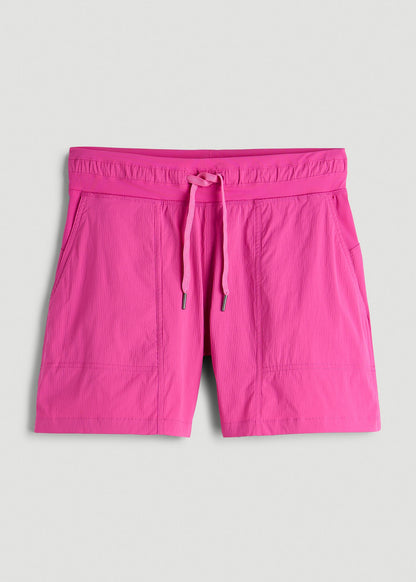 American Tall Women High Rise After Practice Short for Tall Women in Magenta