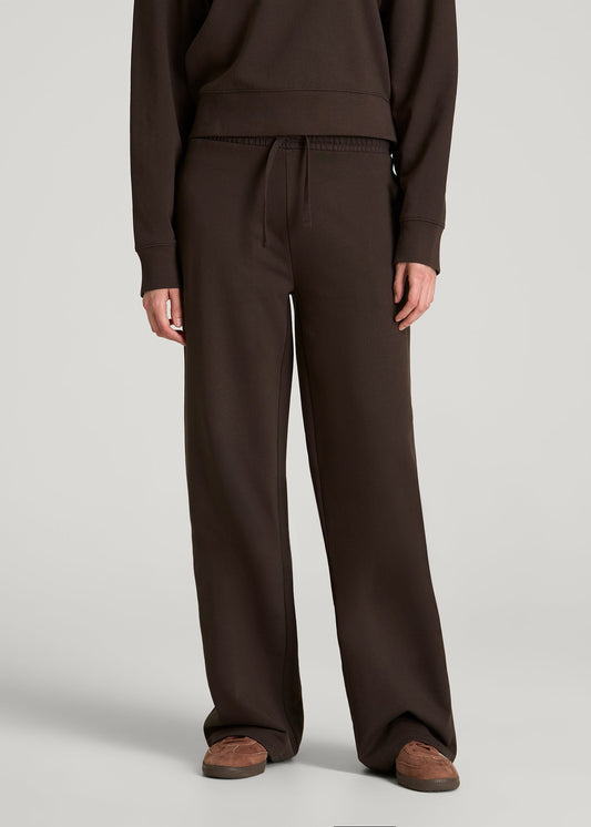 American Tall Women Everyday Terry Midrise Wide Leg Pants for Tall Women in Espresso