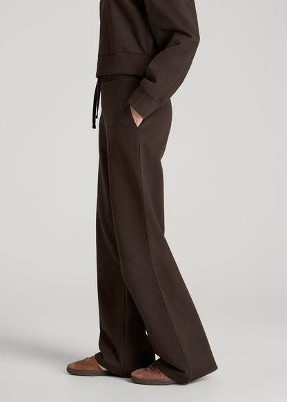 American Tall Women Everyday Terry Midrise Wide Leg Pants for Tall Women in Espresso