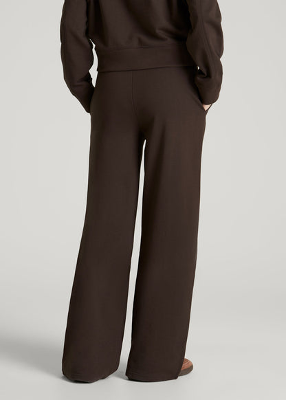 American Tall Women Everyday Terry Midrise Wide Leg Pants for Tall Women in Espresso