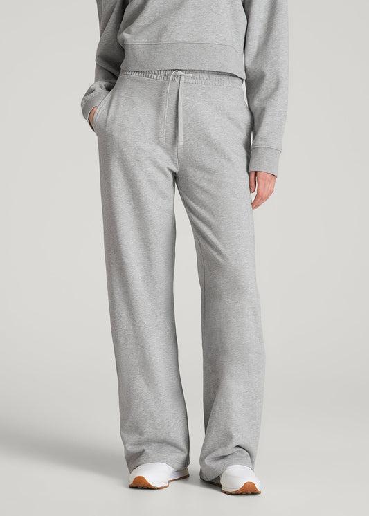 American Tall Women Everyday Terry Midrise Wide Leg Pants for Tall Women in Grey Mix