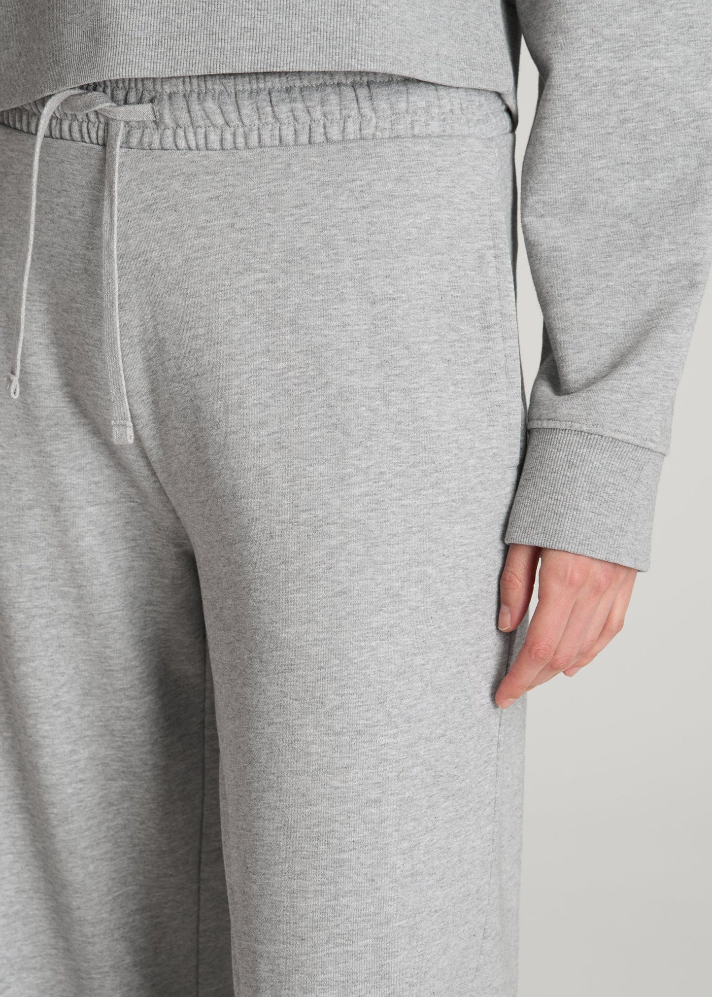 American Tall Women Everyday Terry Midrise Wide Leg Pants for Tall Women in Grey Mix