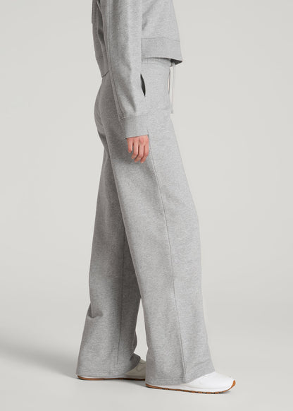 American Tall Women Everyday Terry Midrise Wide Leg Pants for Tall Women in Grey Mix