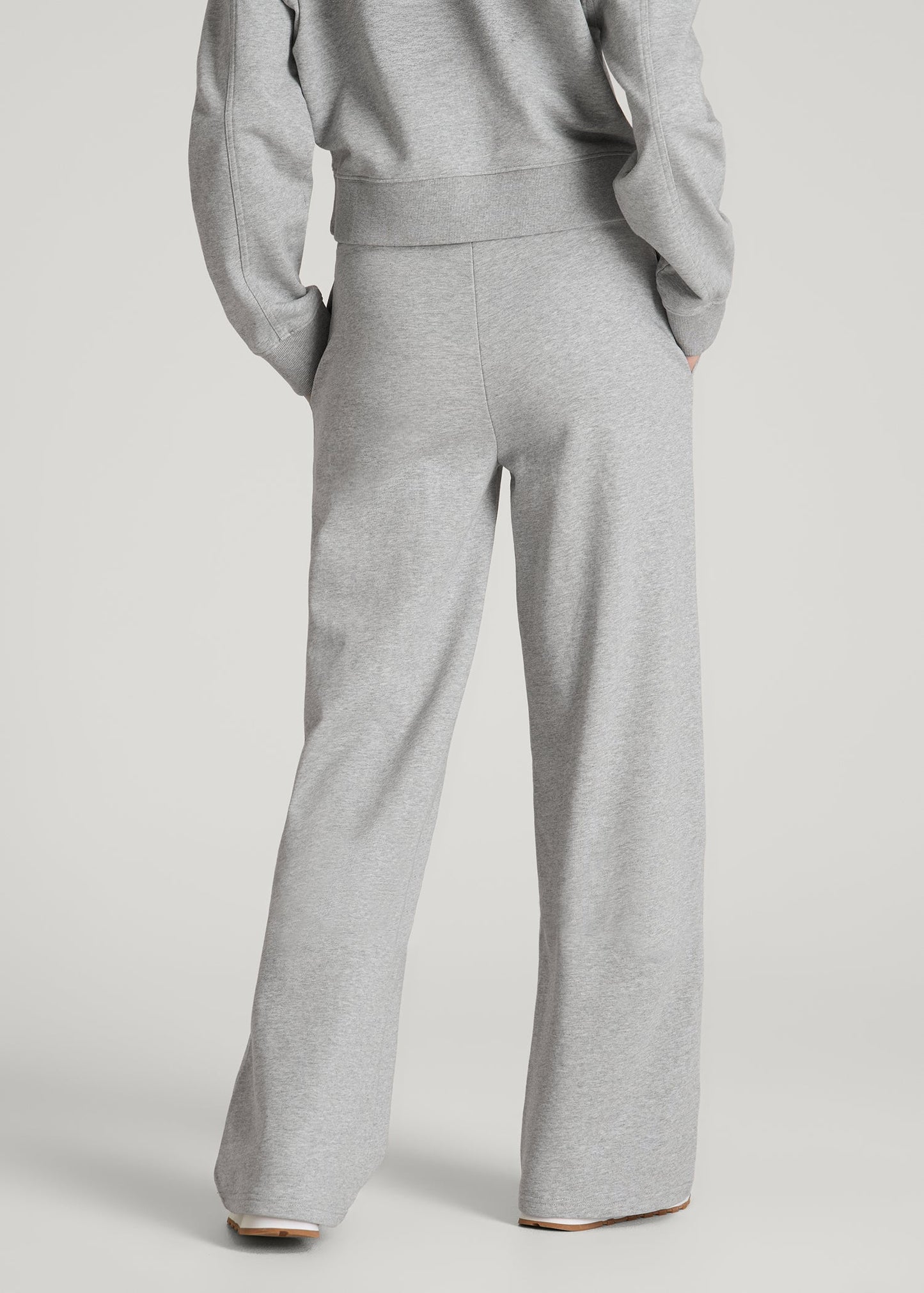 American Tall Women Everyday Terry Midrise Wide Leg Pants for Tall Women in Grey Mix